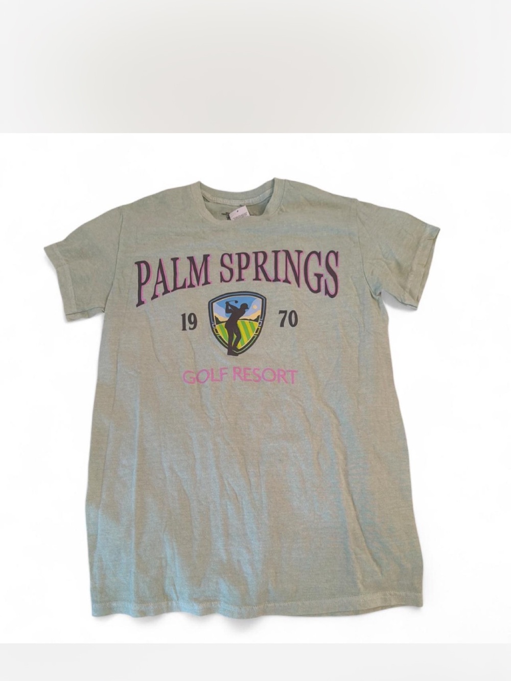 Palm Springs Golf Resort Graphic Tee - Light Sage with Purple